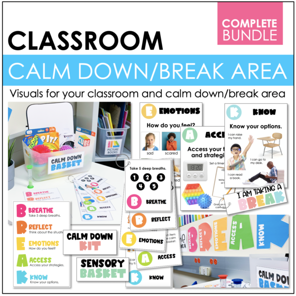 Calm Down Corner with Strategy Posters | Classroom Break Area Kit - A ...